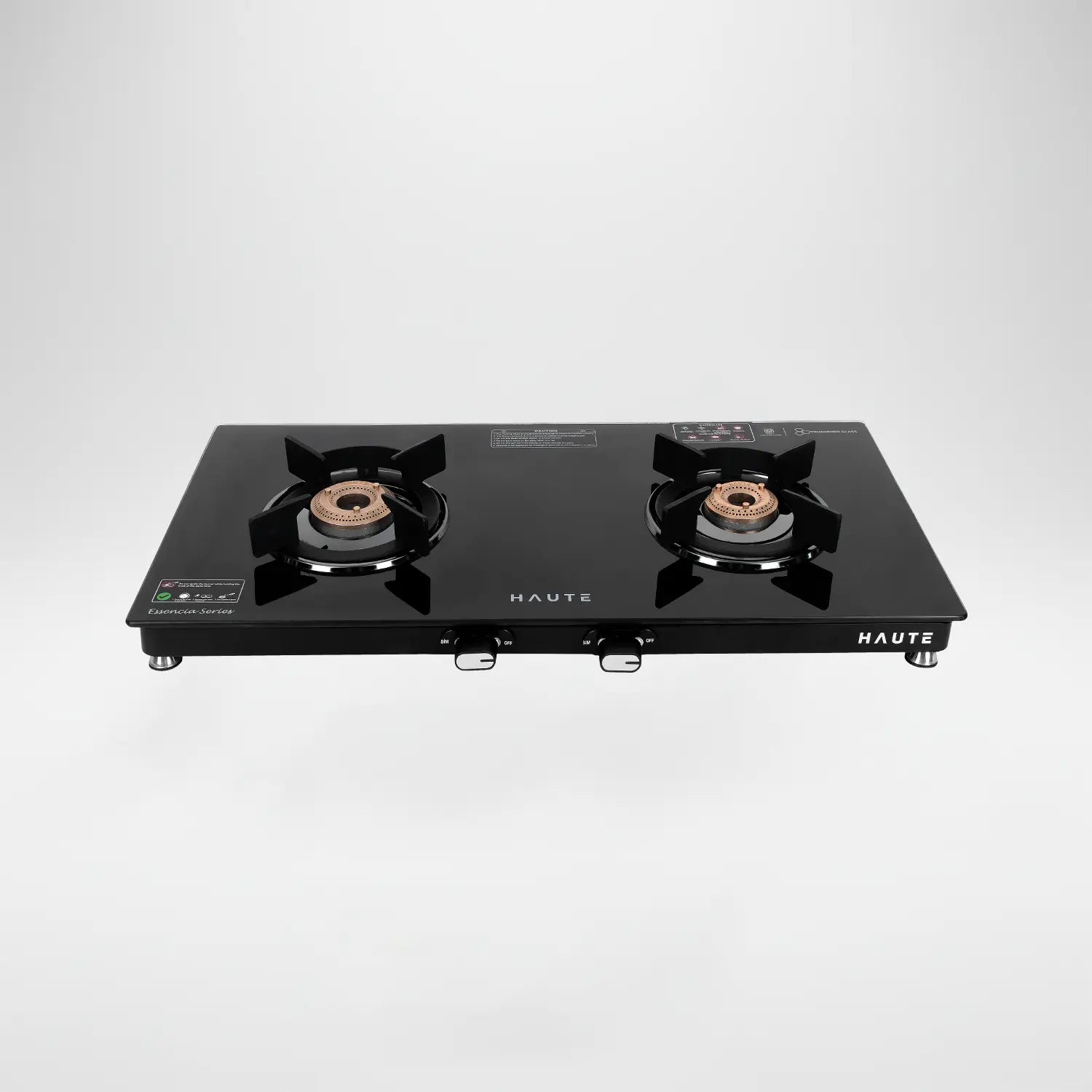 Essencia Series All Black Gas Stove – 2 Burner (Glass Top)
