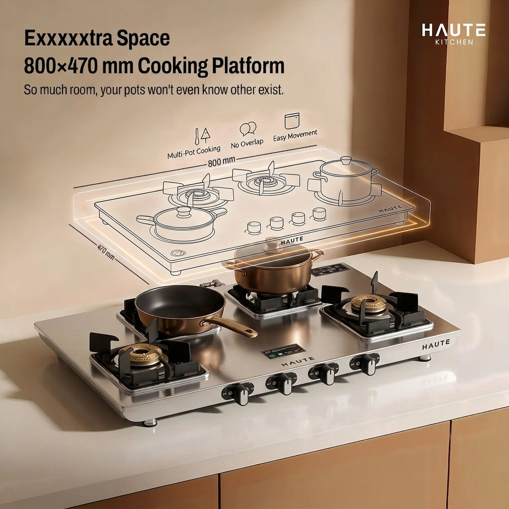 Essencia Elite Series Stainless Steel Gas Stove – 4 Burner
