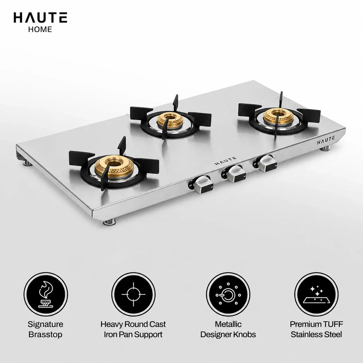 Essencia Series Stainless Steel Gas Stove – 3 Burner