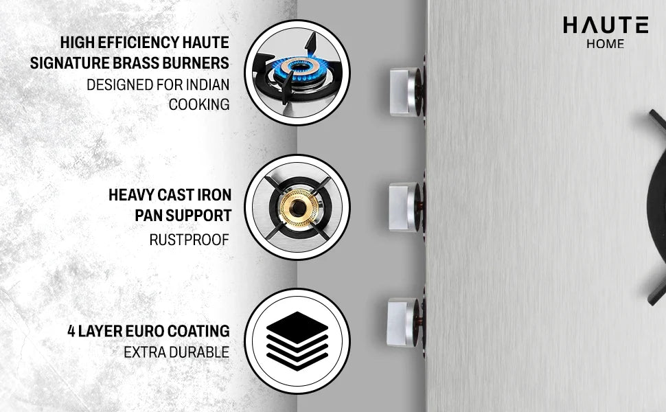 Essencia Series Stainless Steel Gas Stove – 3 Burner
