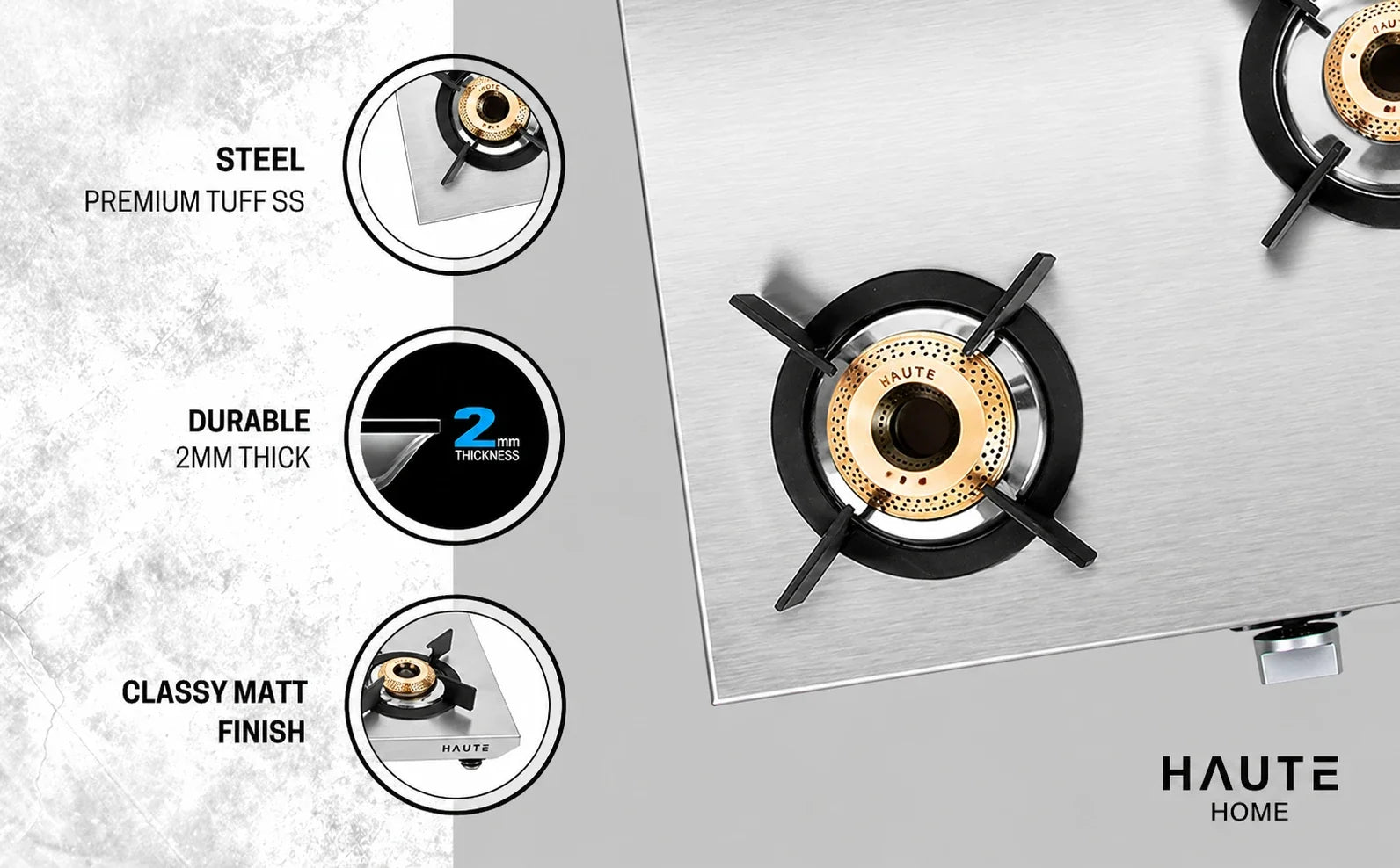 Essencia Series Stainless Steel Gas Stove – 3 Burner