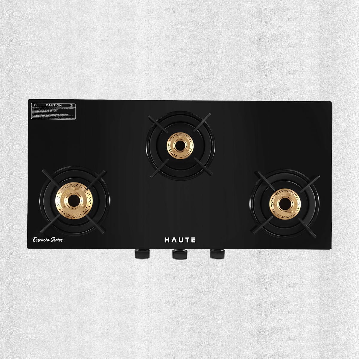 Essencia Series All Black Gas Stove – 3 Burner (Glass Top)