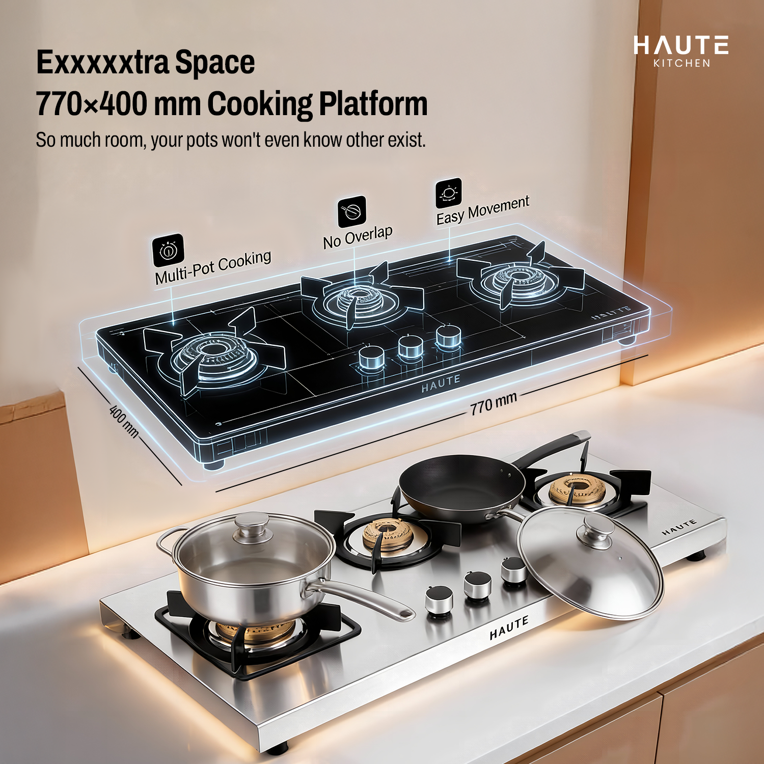 Evoque Series Stainless Steel Gas Stove – 3 Burner