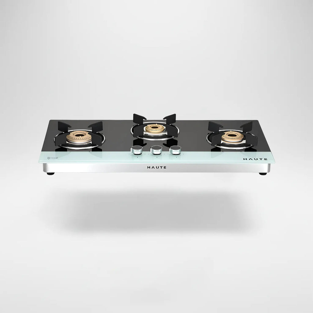 Evoque Series B&W Glass Top Gas Stove – 3 Burner