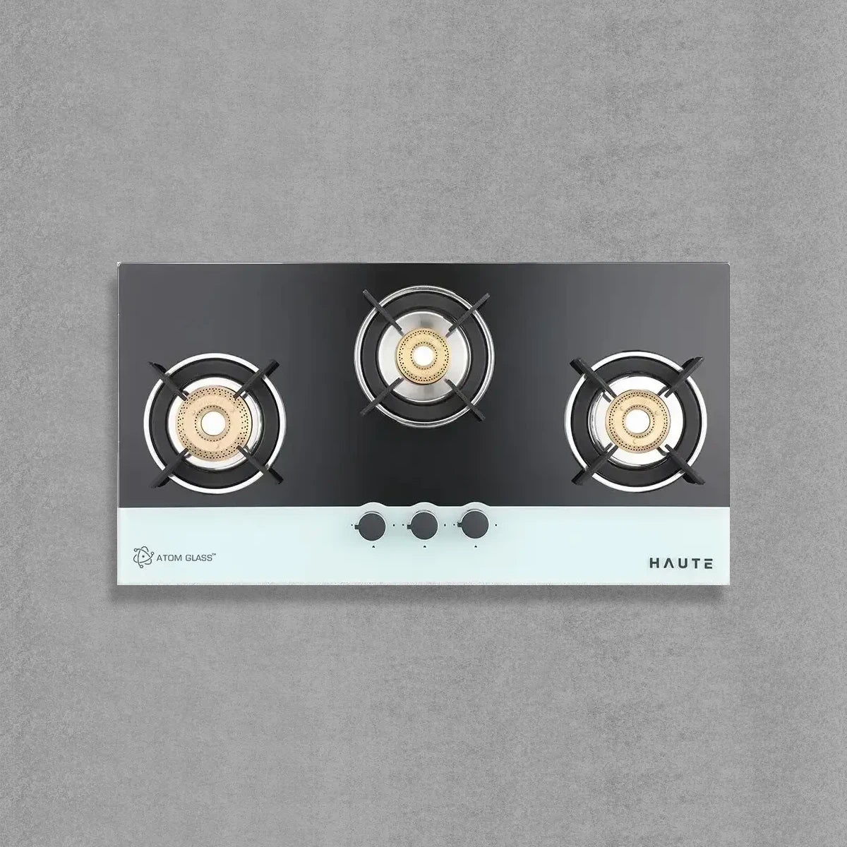 Evoque Series B&W Glass Top Gas Stove – 3 Burner