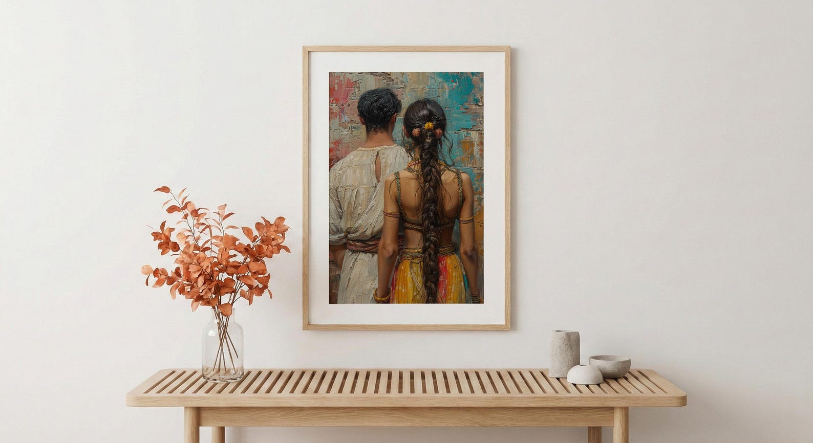 Indian Artisan Art Print, Father And Daughter Decor - Vibrant Culture Poster — view 5