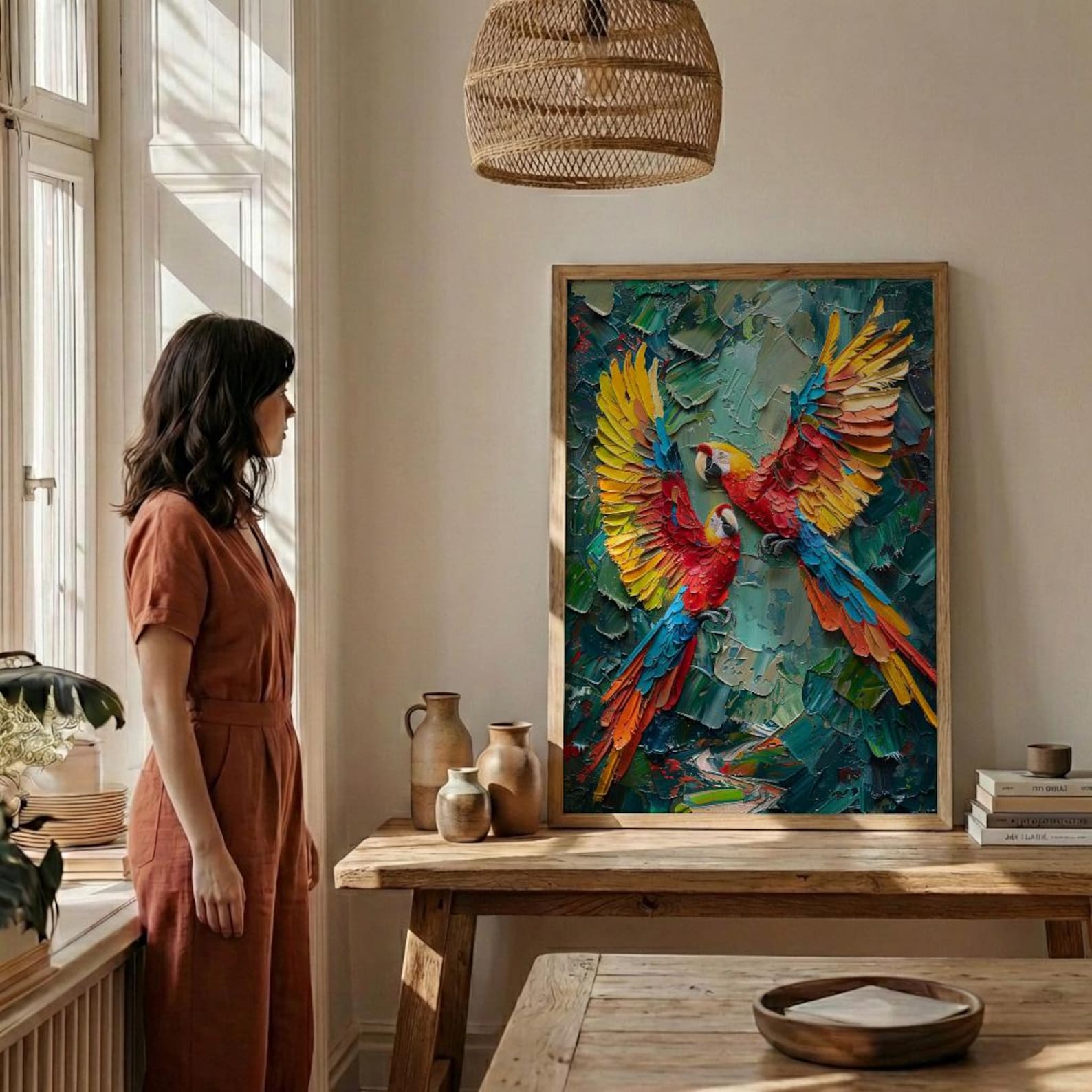 Scarlet Macaw Art, Mexico Wildlife Decor - Flying Parrot Print — view 3