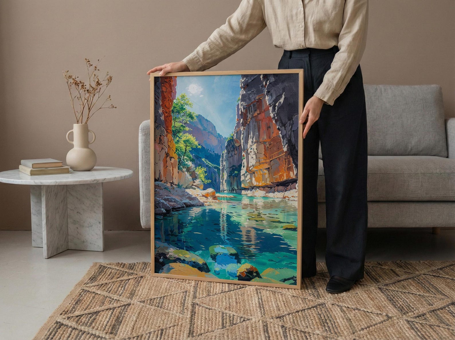 Zion National Park Wall Art, The Narrows Canyon Decor - Red Sandstone River Summer — view 5