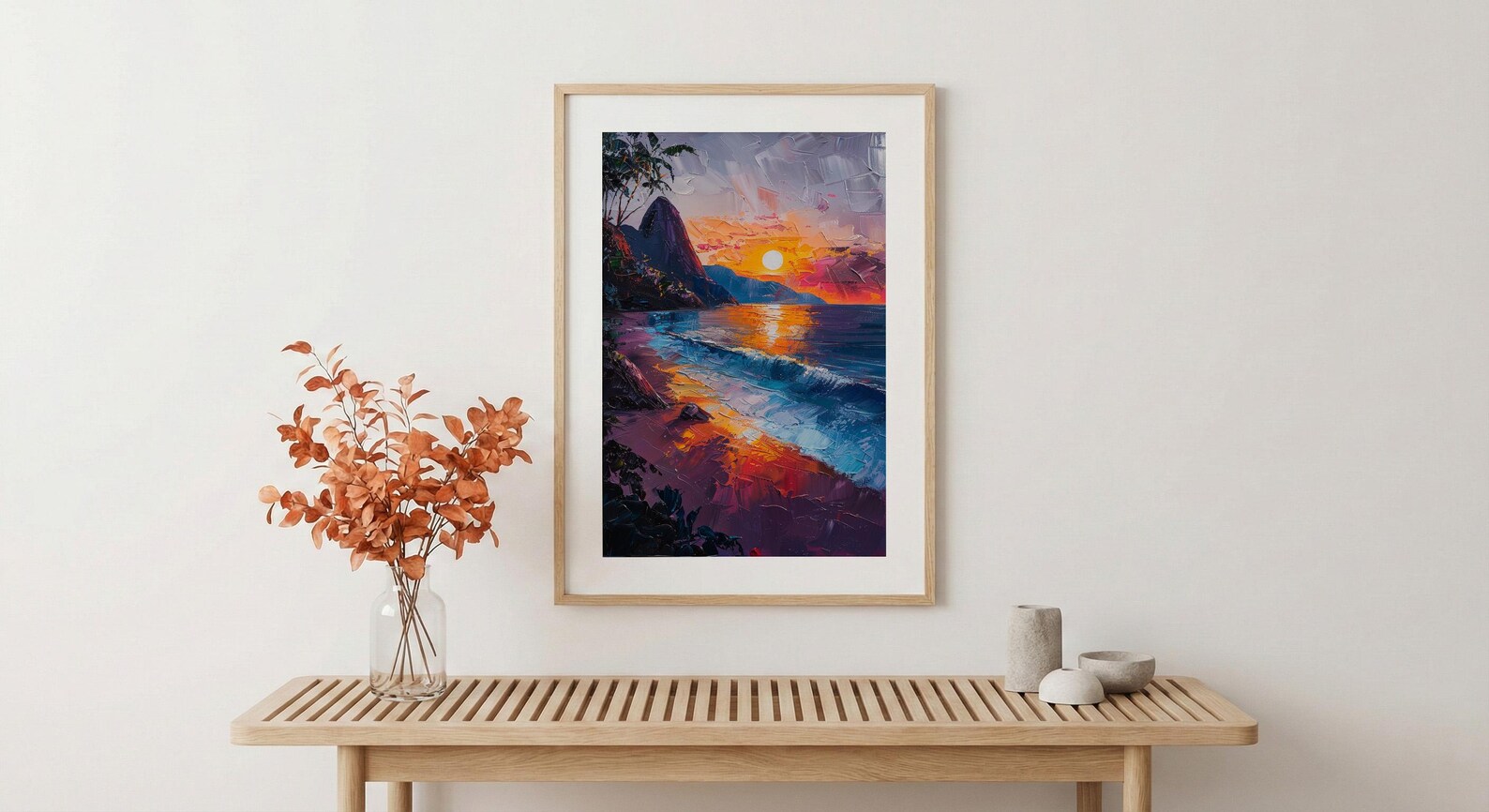 Rio Sugarloaf Mountain Poster, Brazil City Nature Decor - Vibrant Orange Sunset Sky — view 5