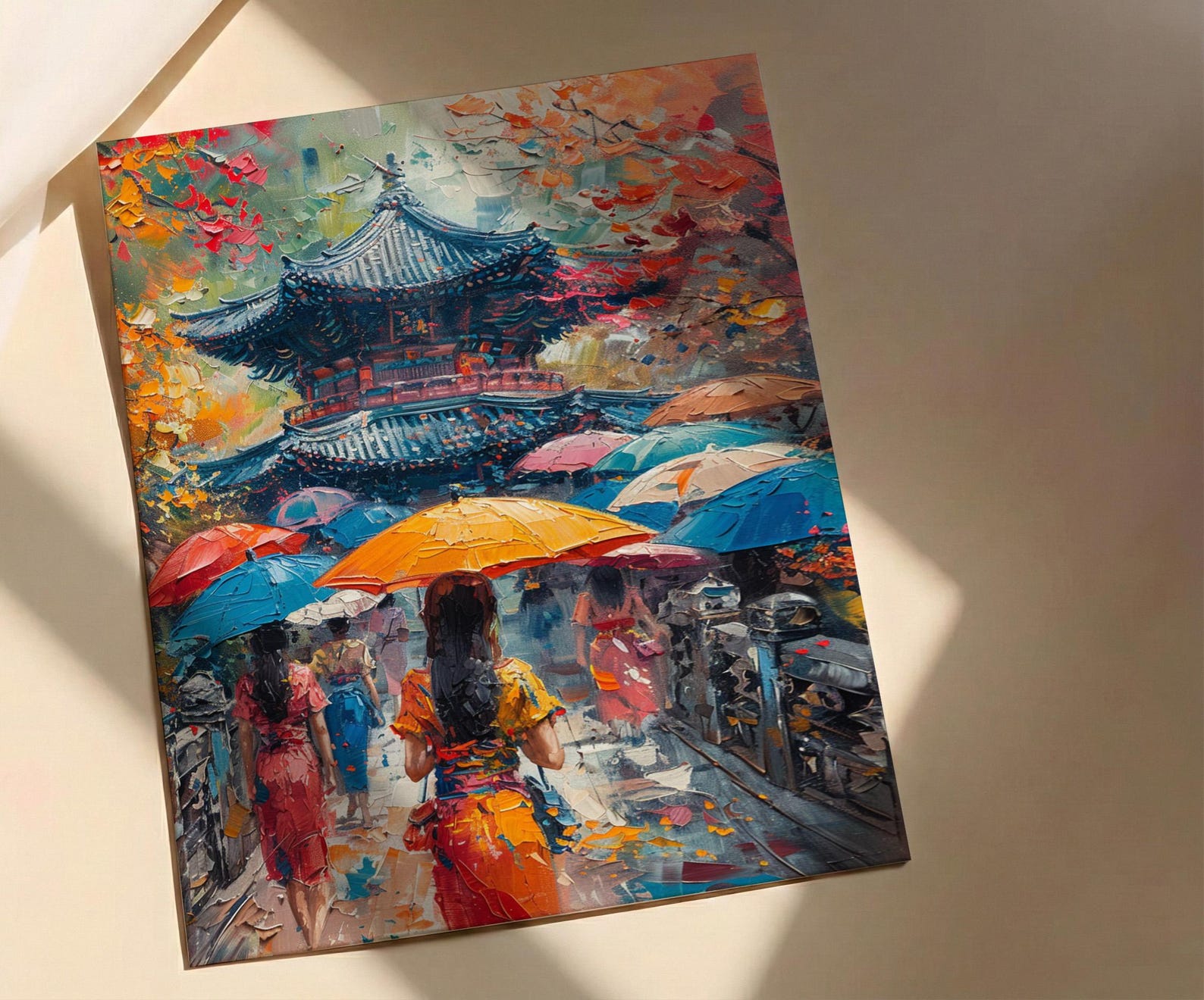 Korean Hanbok Print, Palace Garden Decor - Seoul Summer Art — view 5