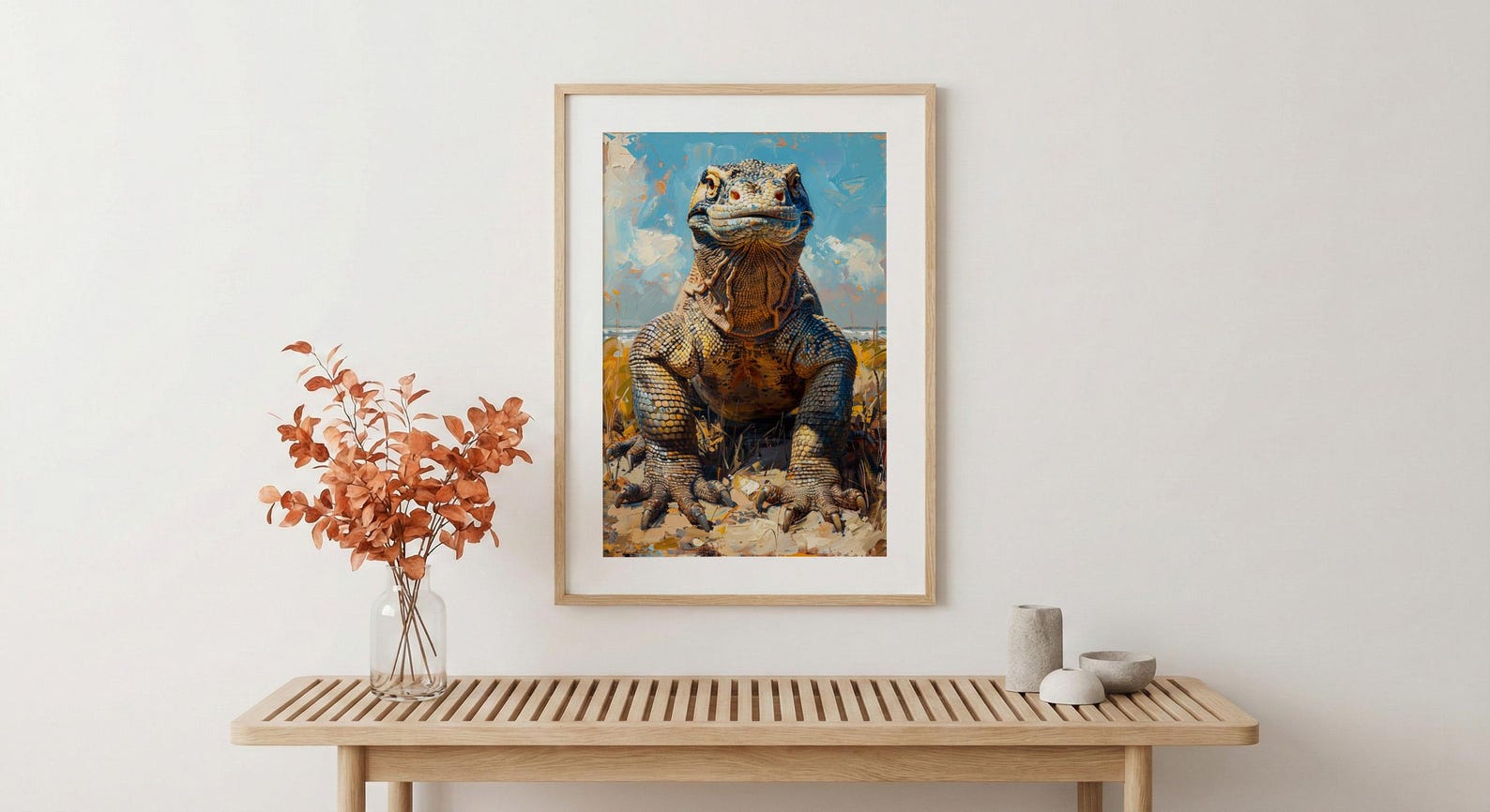 Komodo Dragon Poster, Indonesia Travel Decor - Rugged Island Art — view 5