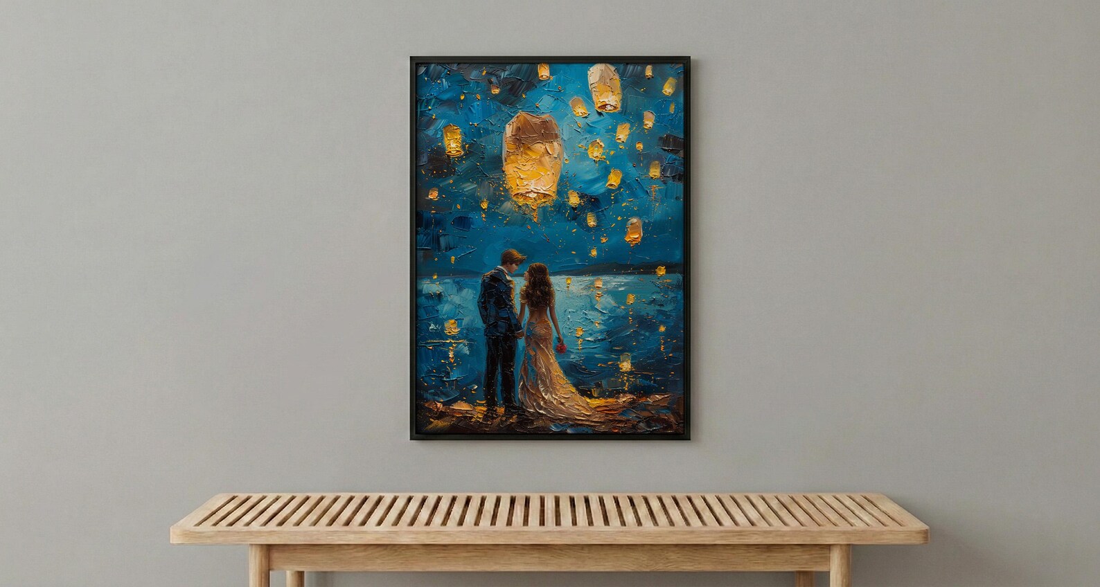 Thai Lantern Festival Art Print, Thailand Honeymoon - Newlywed Gift — view 5