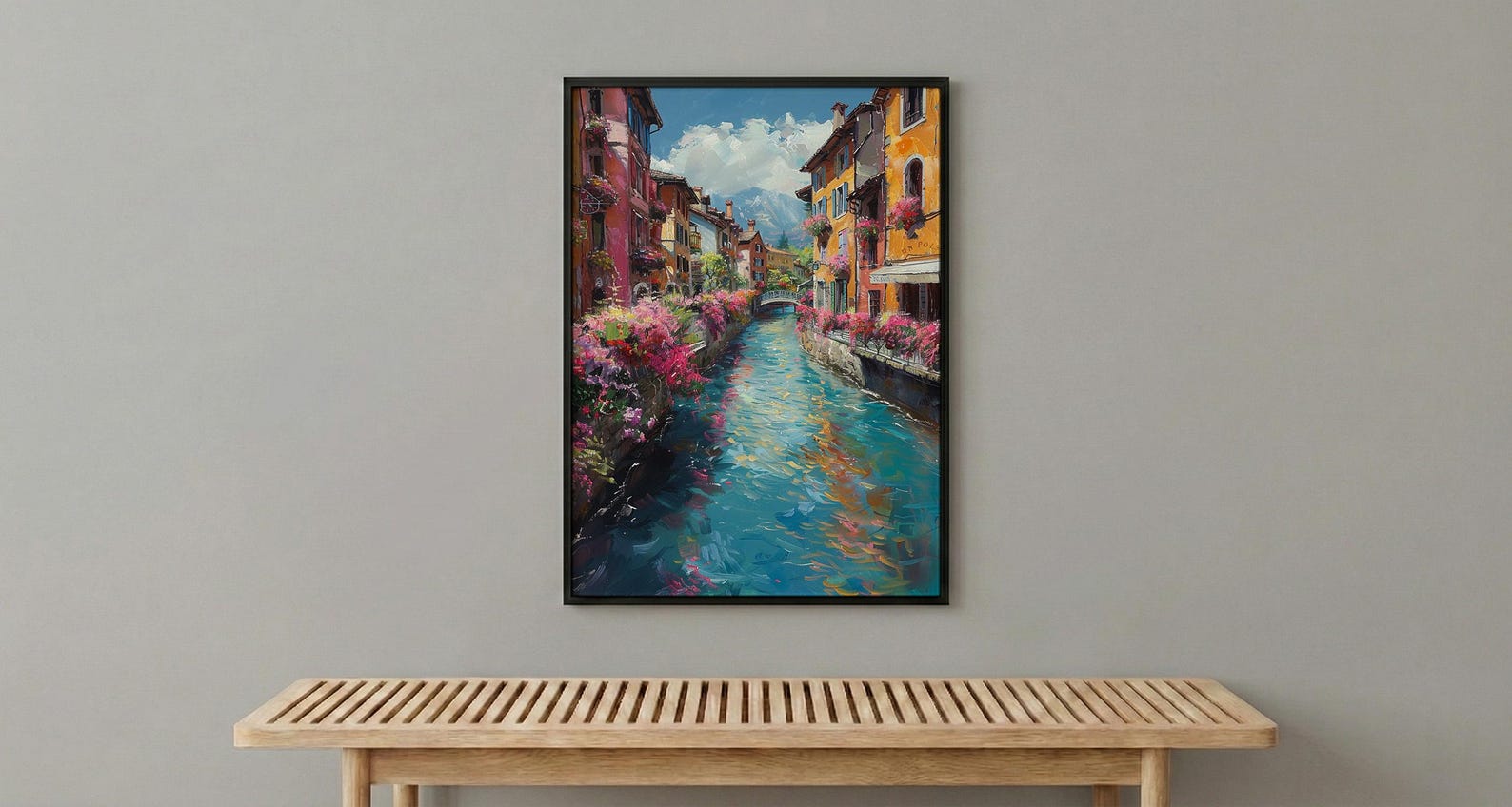 Annecy France Poster, Turquoise Canal Decor - Medieval House Art — view 6
