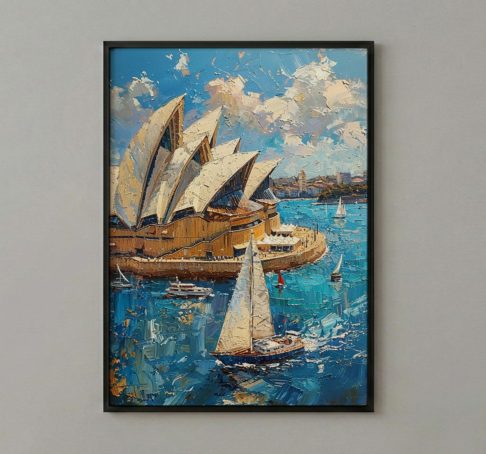 Sydney Opera House Wall Art, Australia Travel Home Decor - Bright Blue City Summer Vibe — view 3
