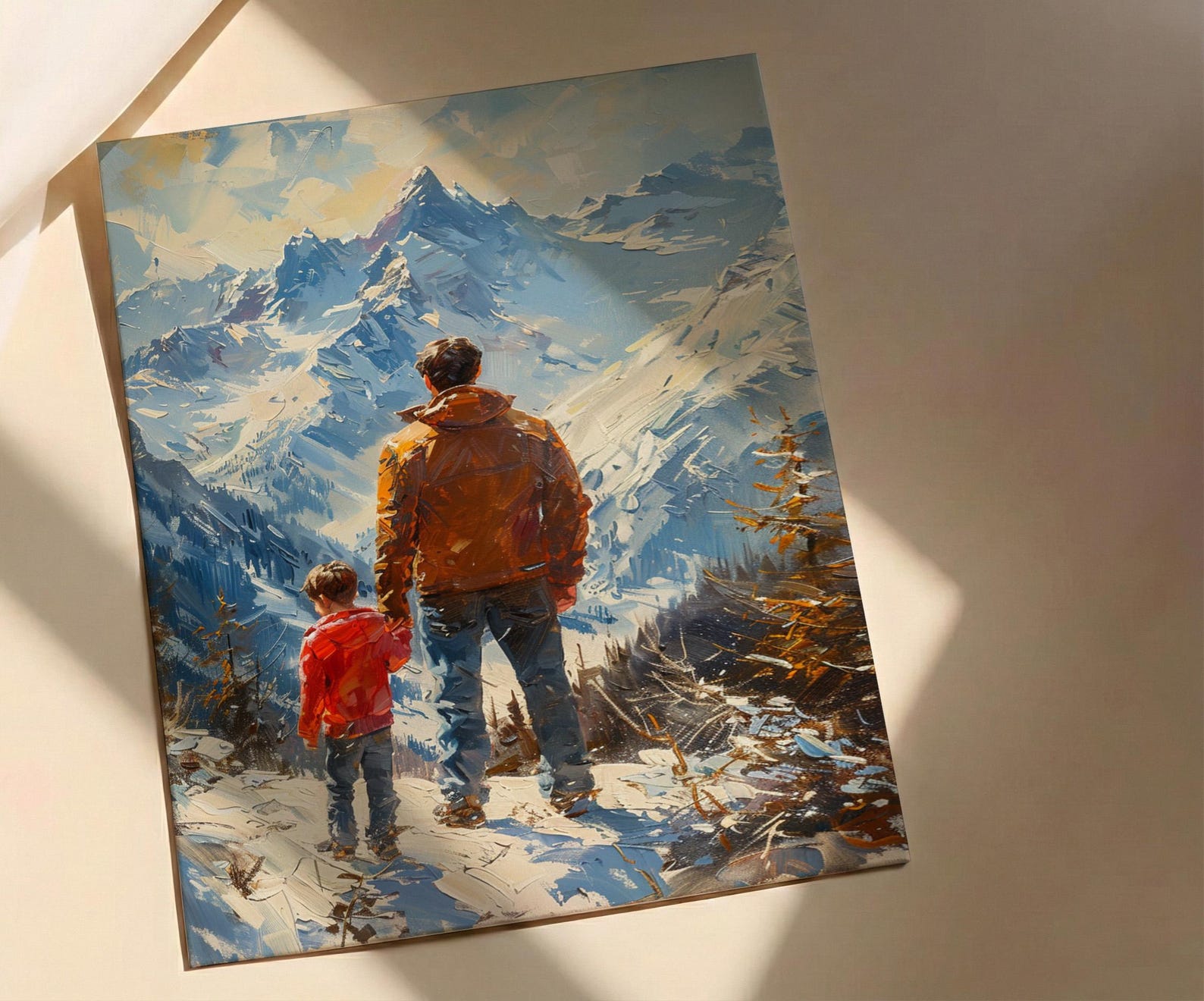 Swiss Alps Art Print, Father And Son Landscape Poster - Fathers Day Gift — view 2