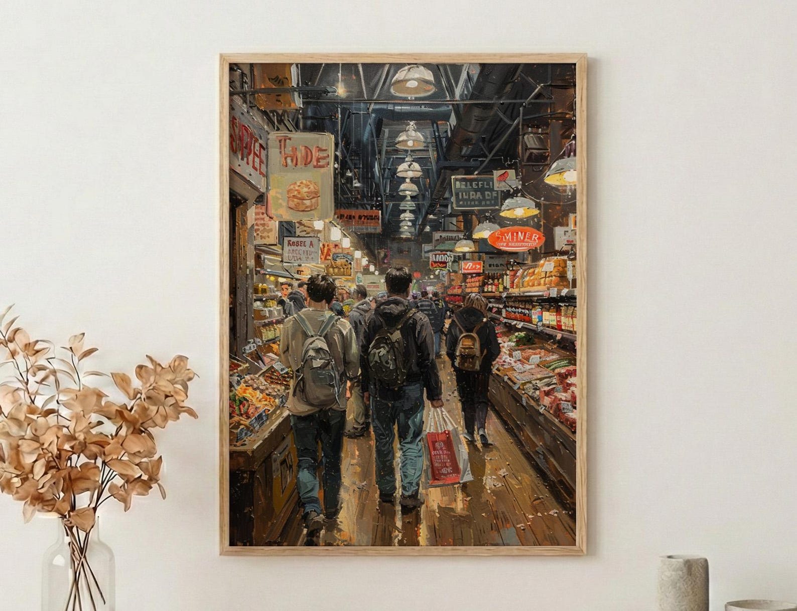 Philadelphia Reading Terminal Art Print, Indoor Food Market Decor - Warm Glowing Summer Light