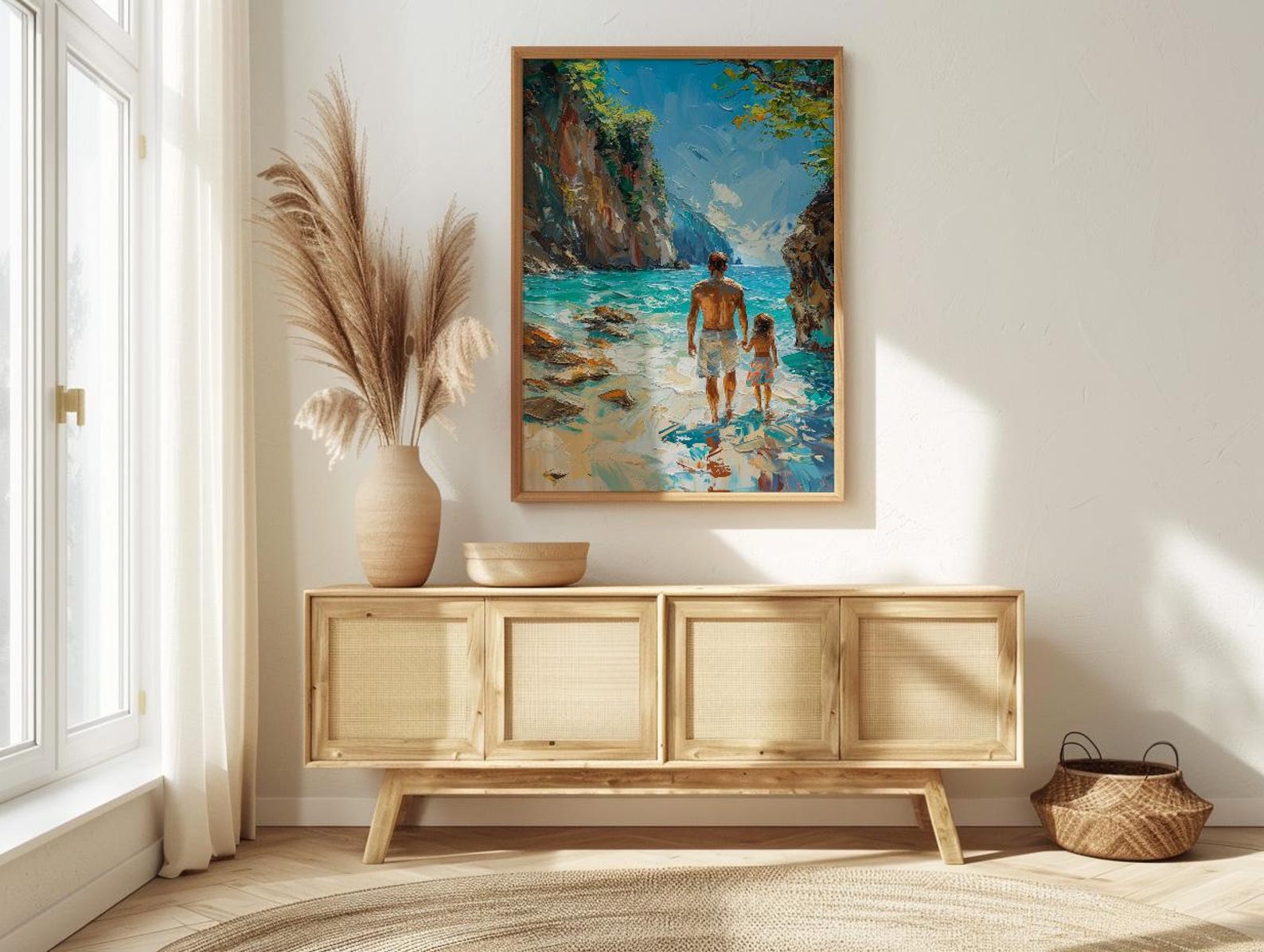 Thailand Beach Art Print, Father And Child Poster - Fathers Day Gift — view 3