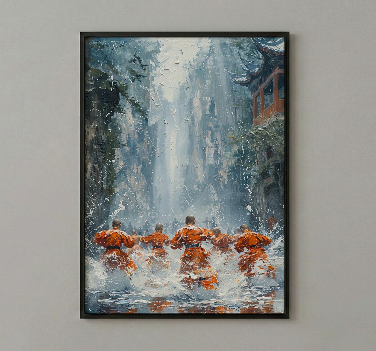 Shaolin Monk Poster, Martial Arts Decor - Misty Temple Art — view 2