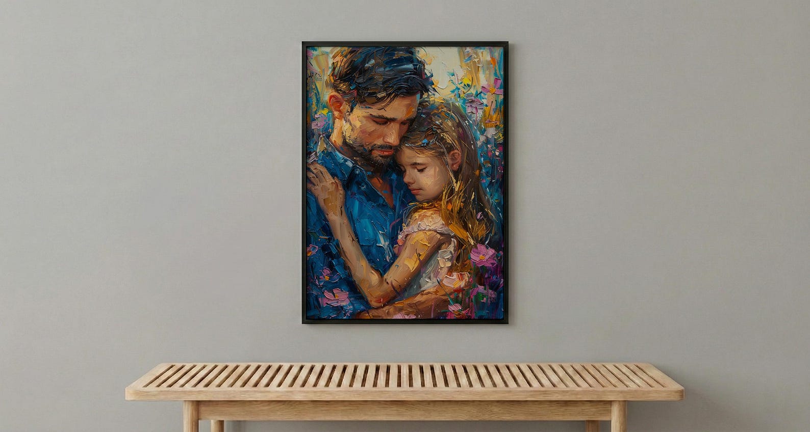 Comforting Child Poster, Father Support Decor - Emotional Family Wall Art — view 6