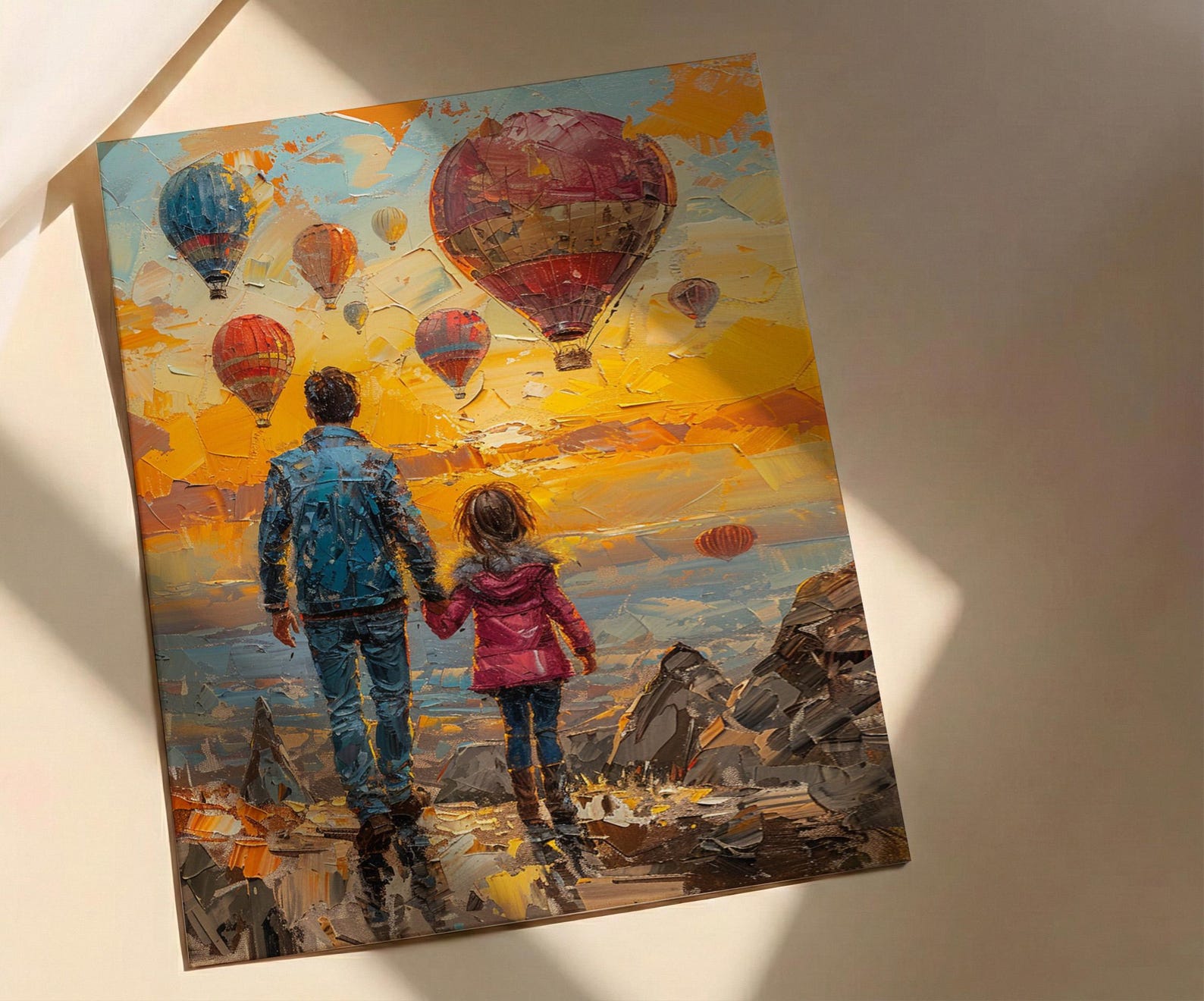 Cappadocia Poster, Father And Child Sunrise Art - Magical Travel Decor — view 2