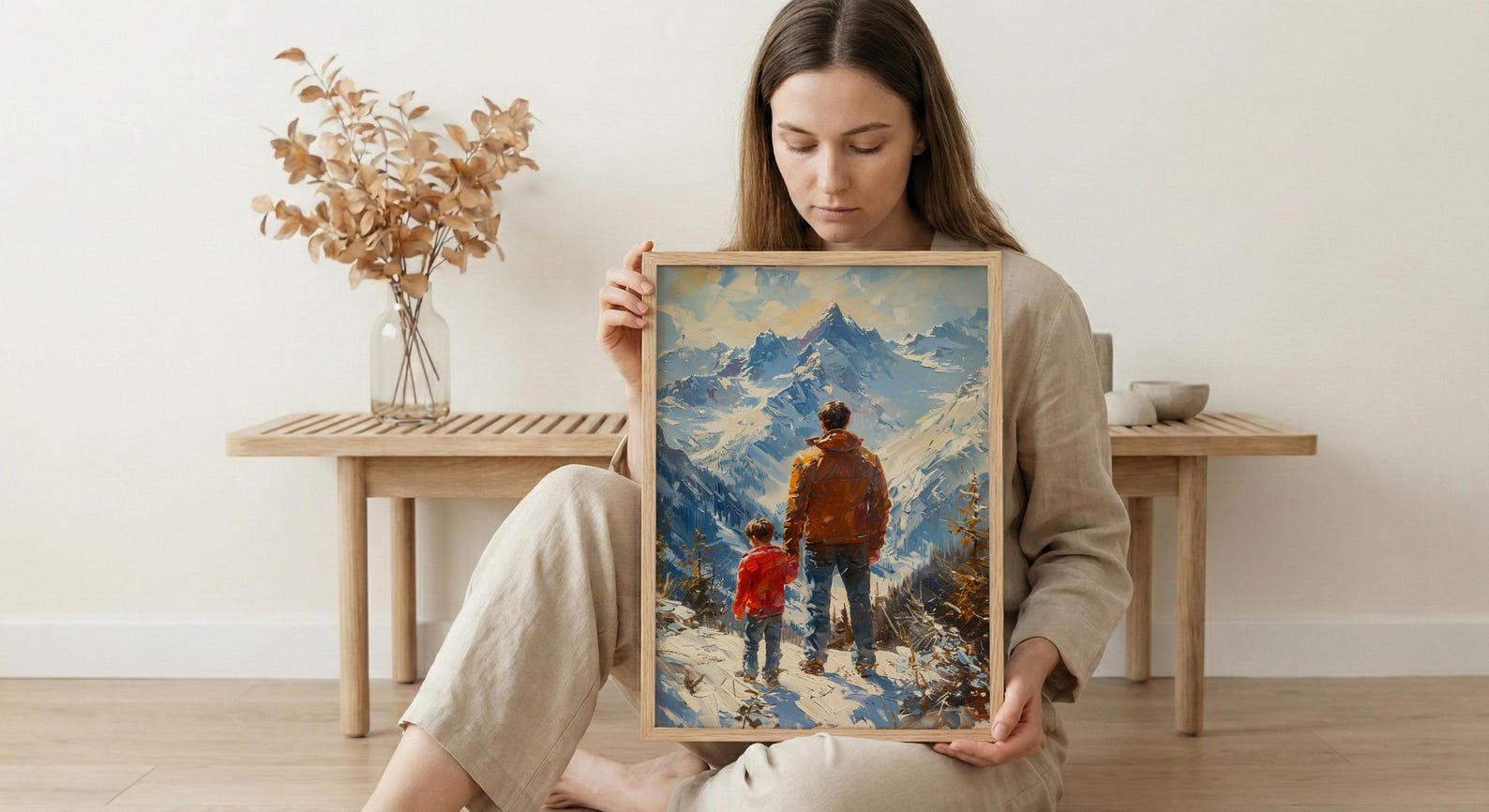 Swiss Alps Art Print, Father And Son Landscape Poster - Fathers Day Gift — view 6