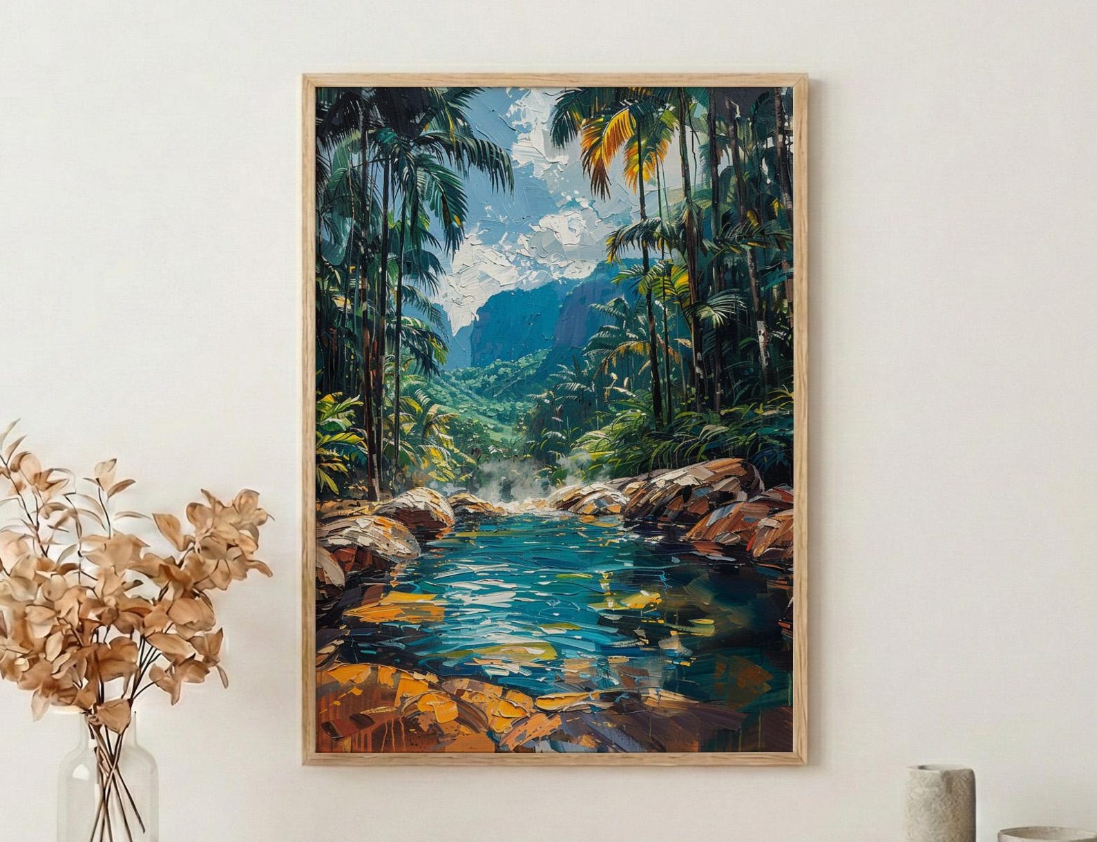 Arenal Volcano Art Print, Costa Rica Wall Decor - Tropical Hot Spring