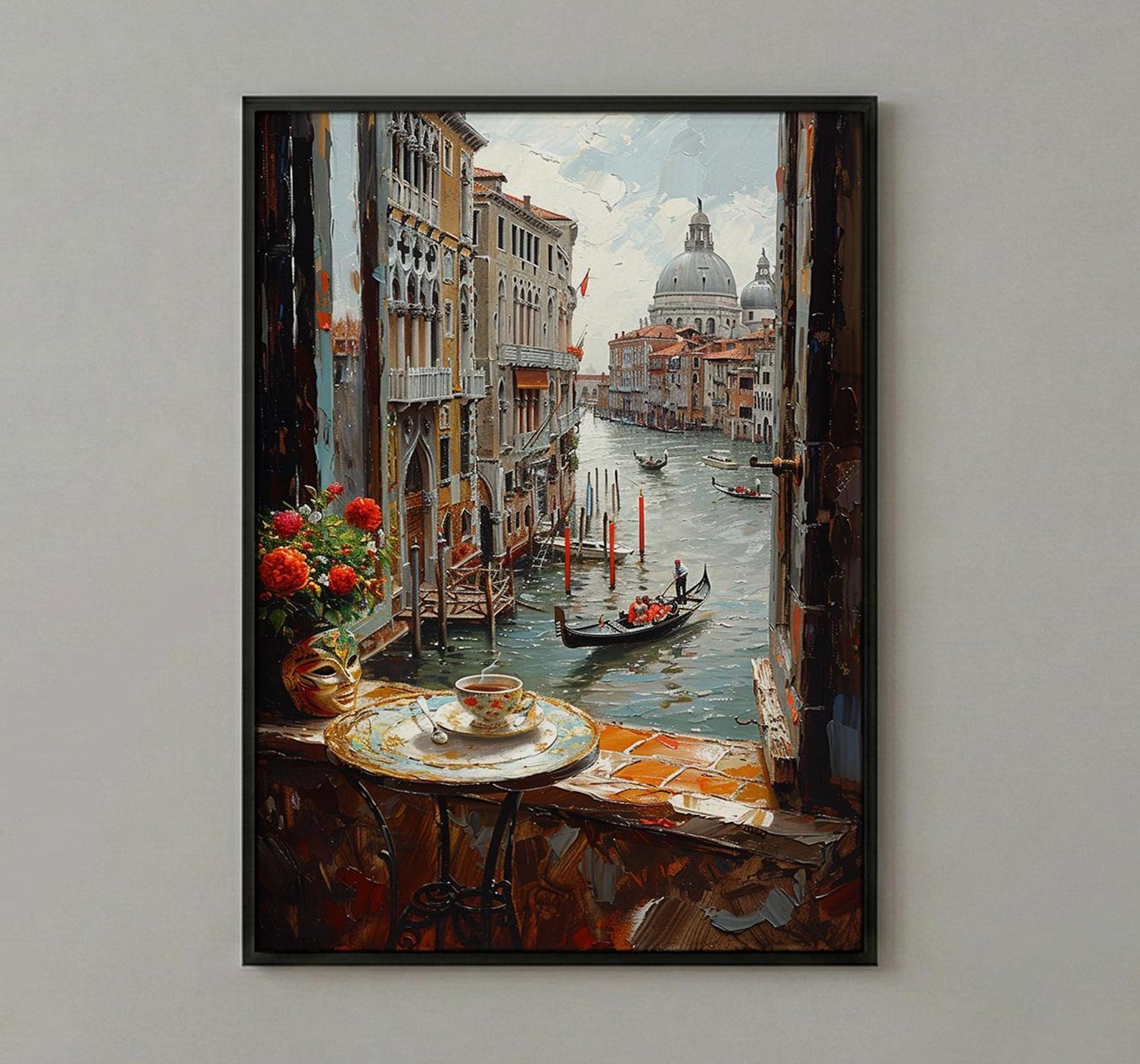 Venice Window Wall Art, Grand Canal Decor - Espresso Cup Mask Landscape — view 2