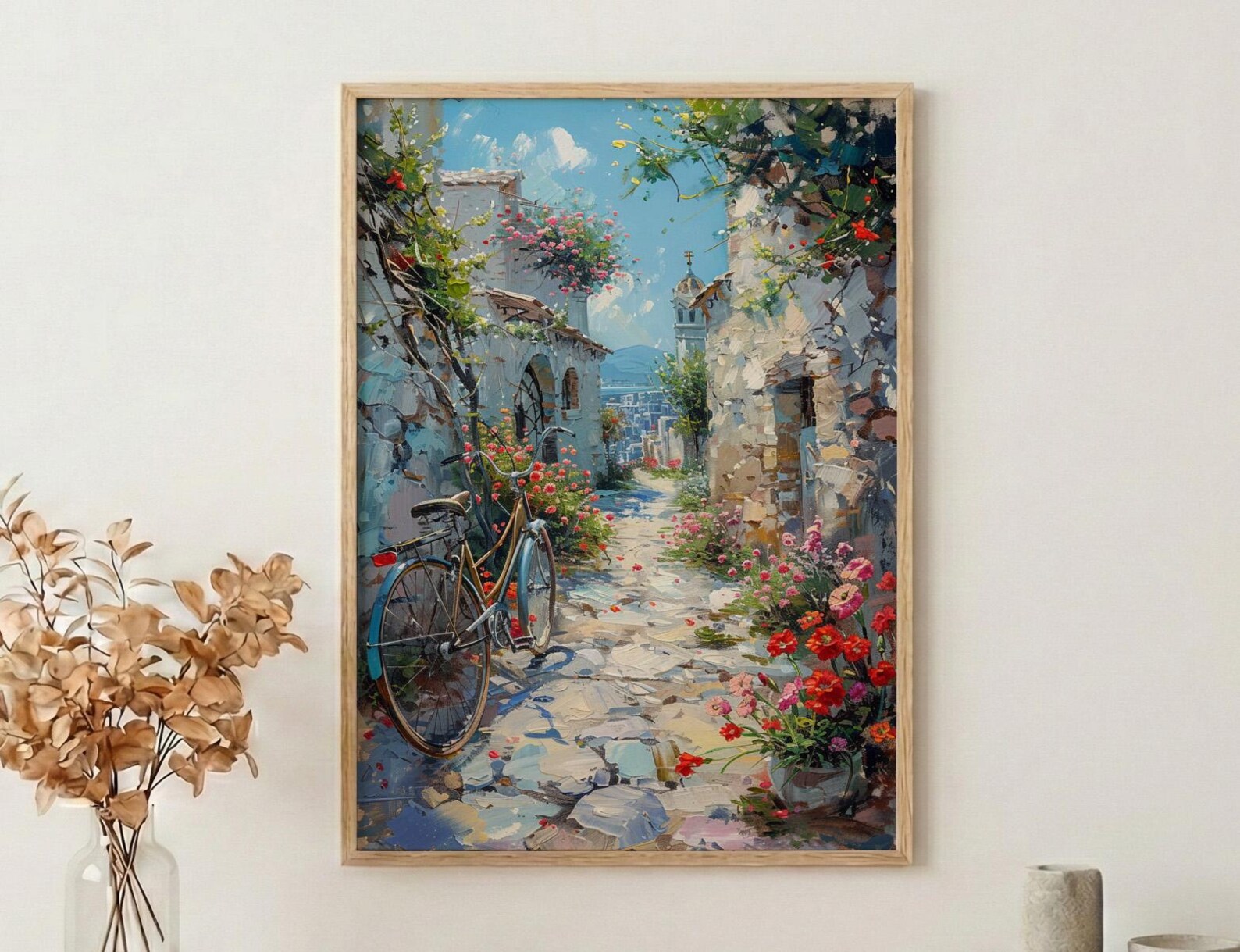 Amman Citadel Art Print, Red Anemone Decor - Ancient Ruins
