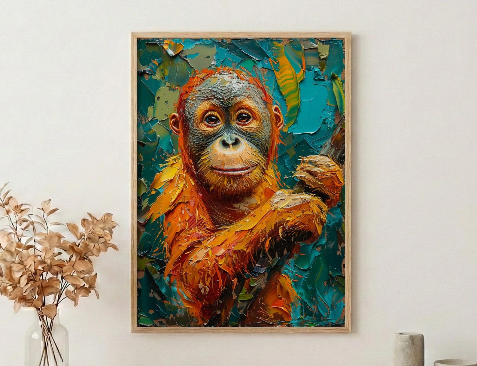 Orangutan Art Print, Borneo Jungle Decor - Tropical Canopy Poster