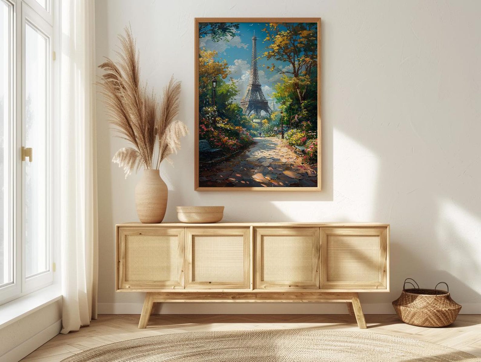 Paris Eiffel Tower Art, France City Decor - Lush Green Park — view 4