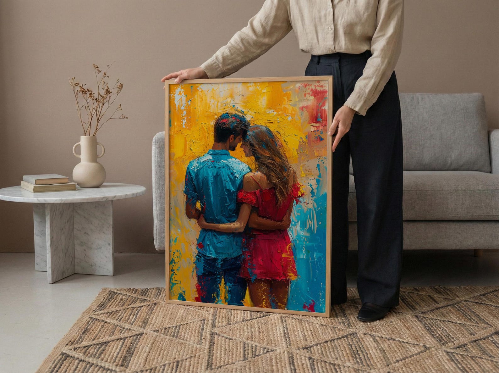 Holi Festival Poster, India Art Print, Colorful Couple Wall Art, Vibrant Powder Painting, Energetic Decor — view 4