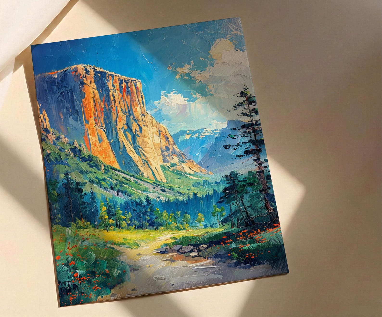 Yosemite National Park Art Print, Majestic El Capitan Nature Decor - Green Summer Valley — view 3