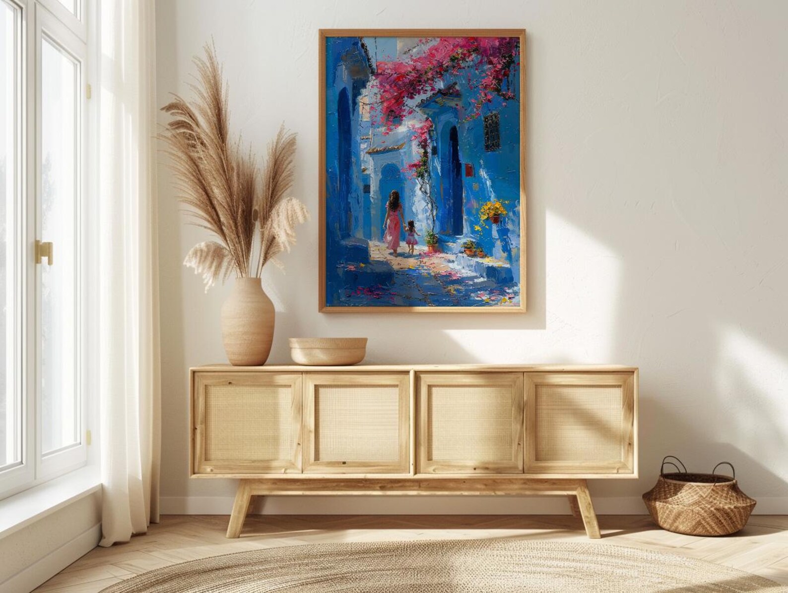 Chefchaouen Morocco Art Print, Mothers Day Gift From Daughter, Blue City Wall Art, Mother Daughter Poster, African Decor — view 4