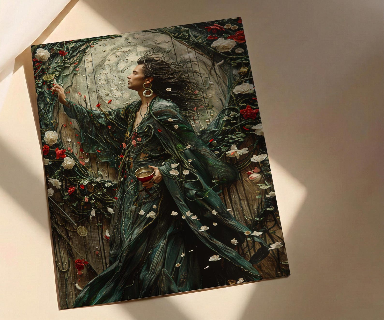The Magician Tarot Wall Art, Cherry Blossom Decor - Housewarming Gift — view 2