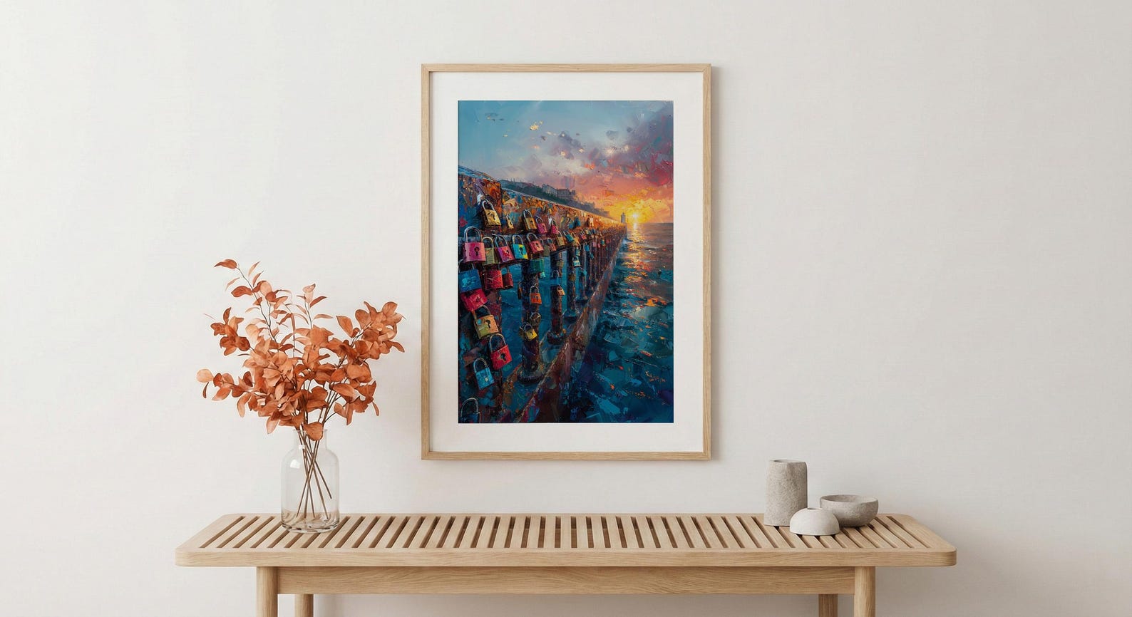 Love Padlocks Art Print, Romantic Bridge Decor - Master Bedroom Art — view 5