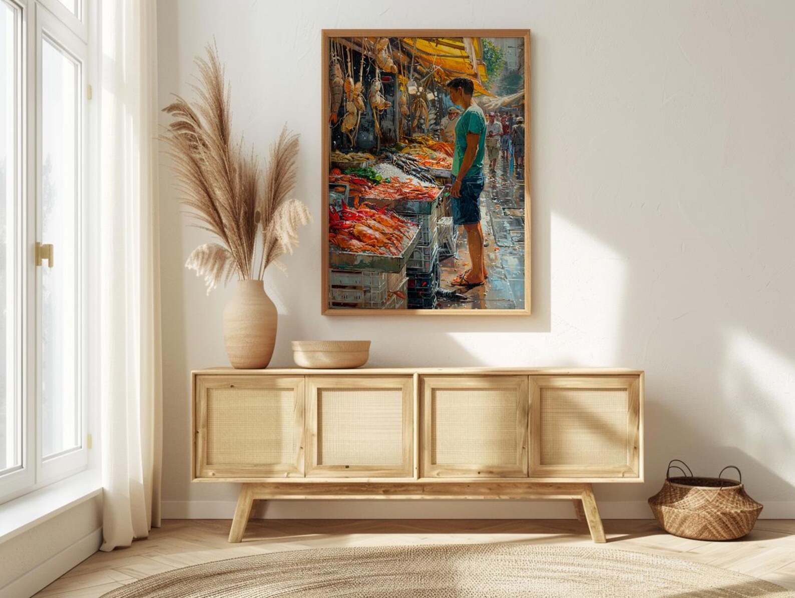 Santiago Market Art Print, Chile Seafood Decor - Vibrant Summer — view 3