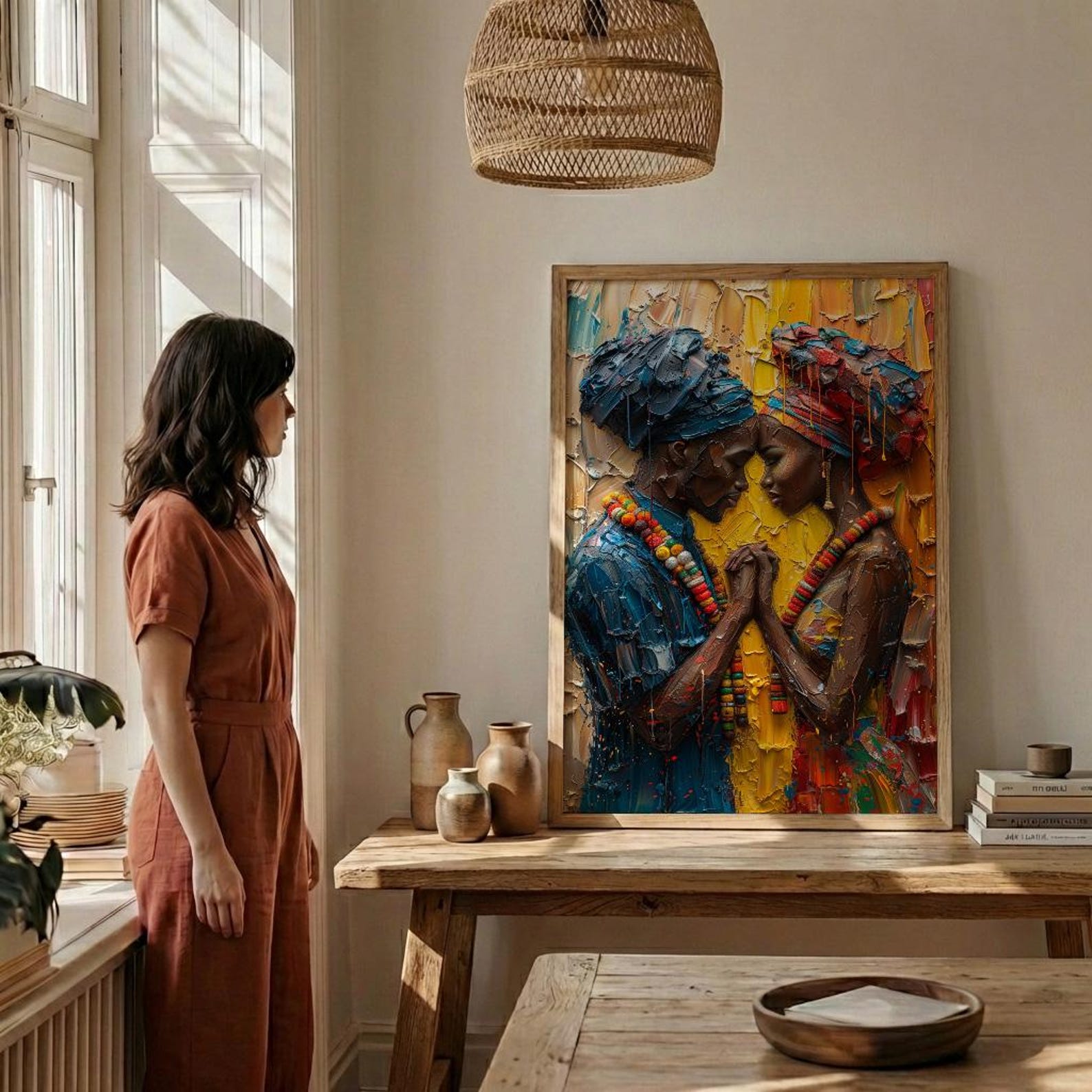African Bride and Groom, Black Love Wall Art - Anniversary Gift — view 4