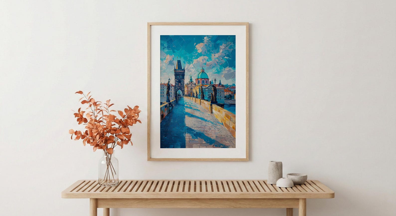 Prague Bridge Art Print, Czech Republic Decor - Historic Statue — view 5