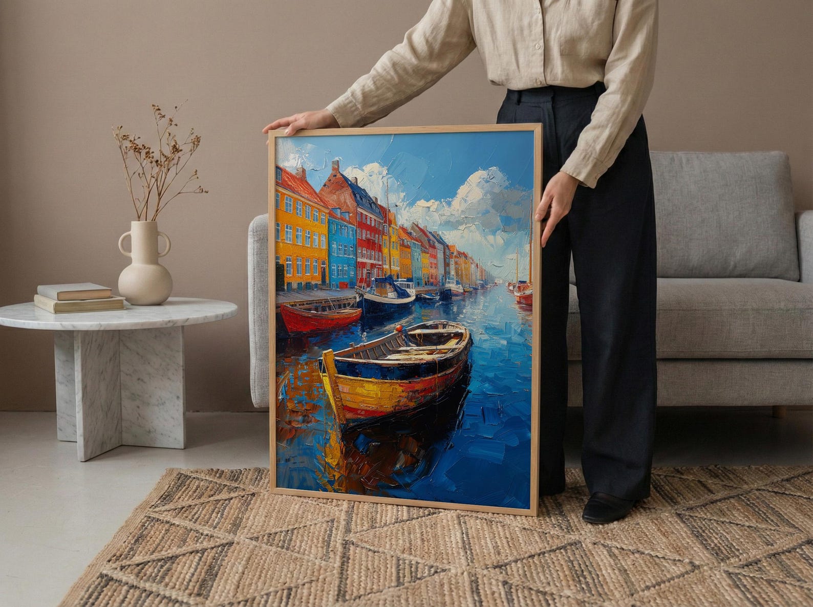 Copenhagen Nyhavn Art Print, Denmark City Decor - Colorful Townhouse — view 6