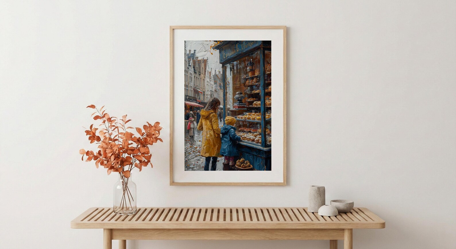 Bruges Bakery Art Print, Mother Child Poster - Mother's Day Gift — view 5