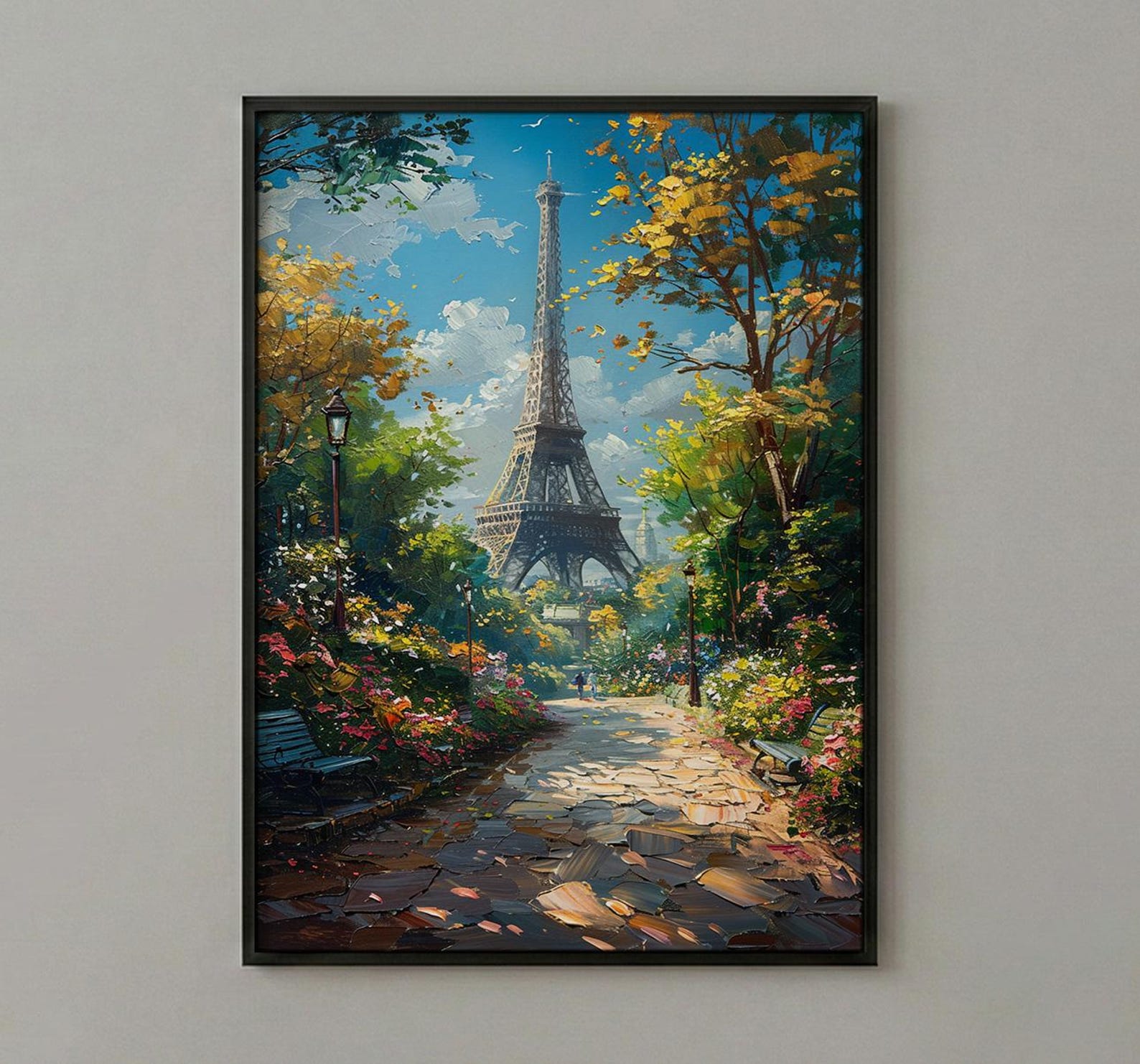 Paris Eiffel Tower Art, France City Decor - Lush Green Park — view 3