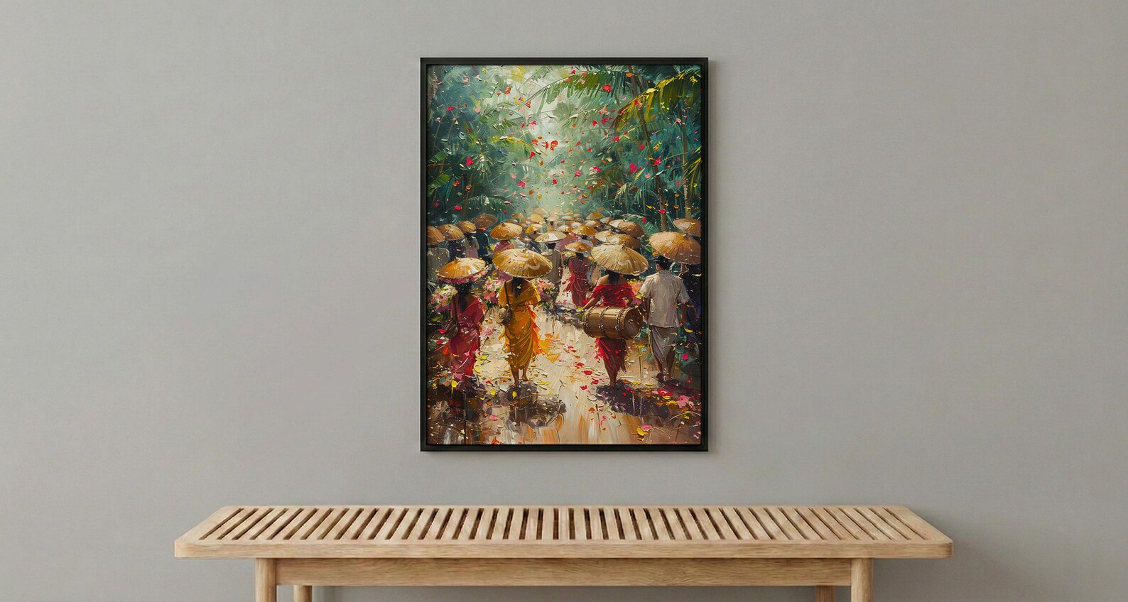 Thai Wedding Procession Art, Tropical Garden Decor - Newlywed Gift — view 5