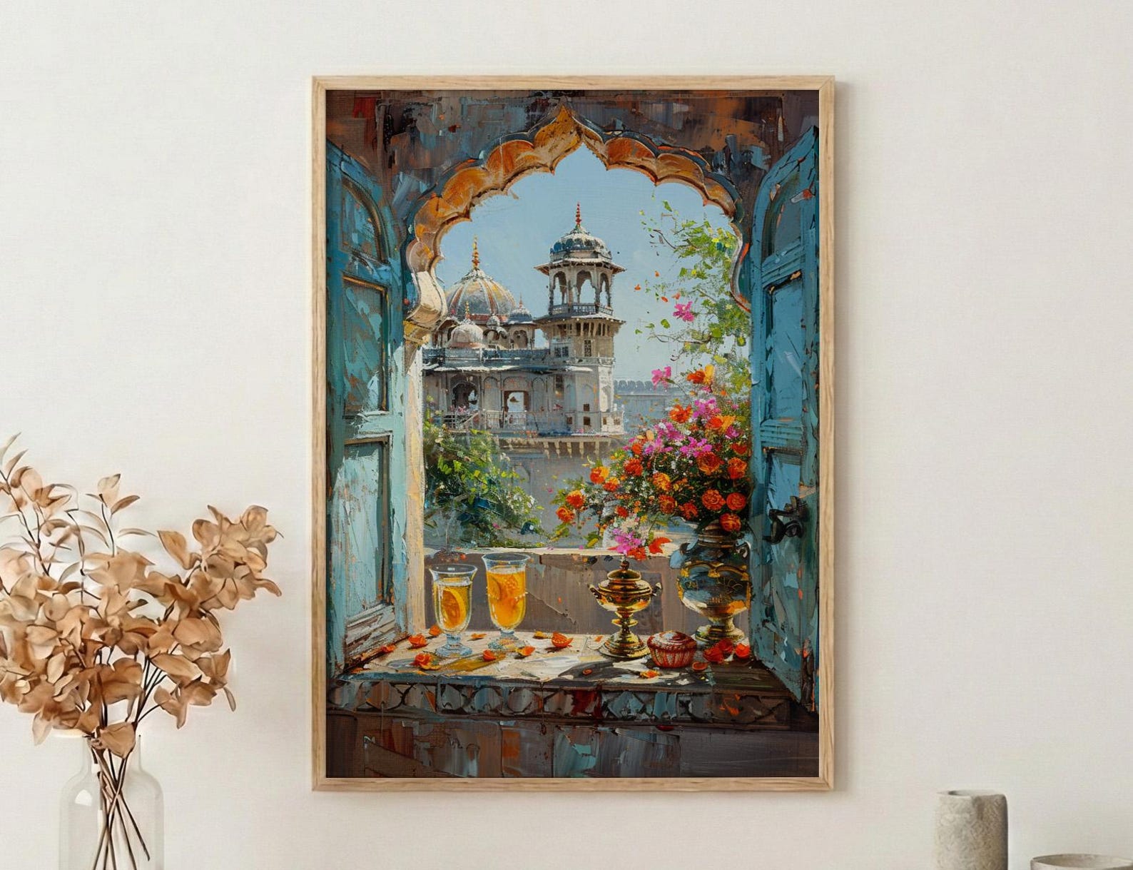 Rajasthan Wall Art, Indian Palace Art Print, Arched Window Poster, Lassi Sweet Decor, Royal Home Decor