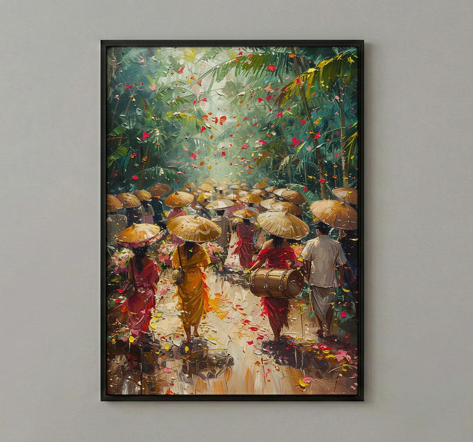 Thai Wedding Procession Art, Tropical Garden Decor - Newlywed Gift — view 2