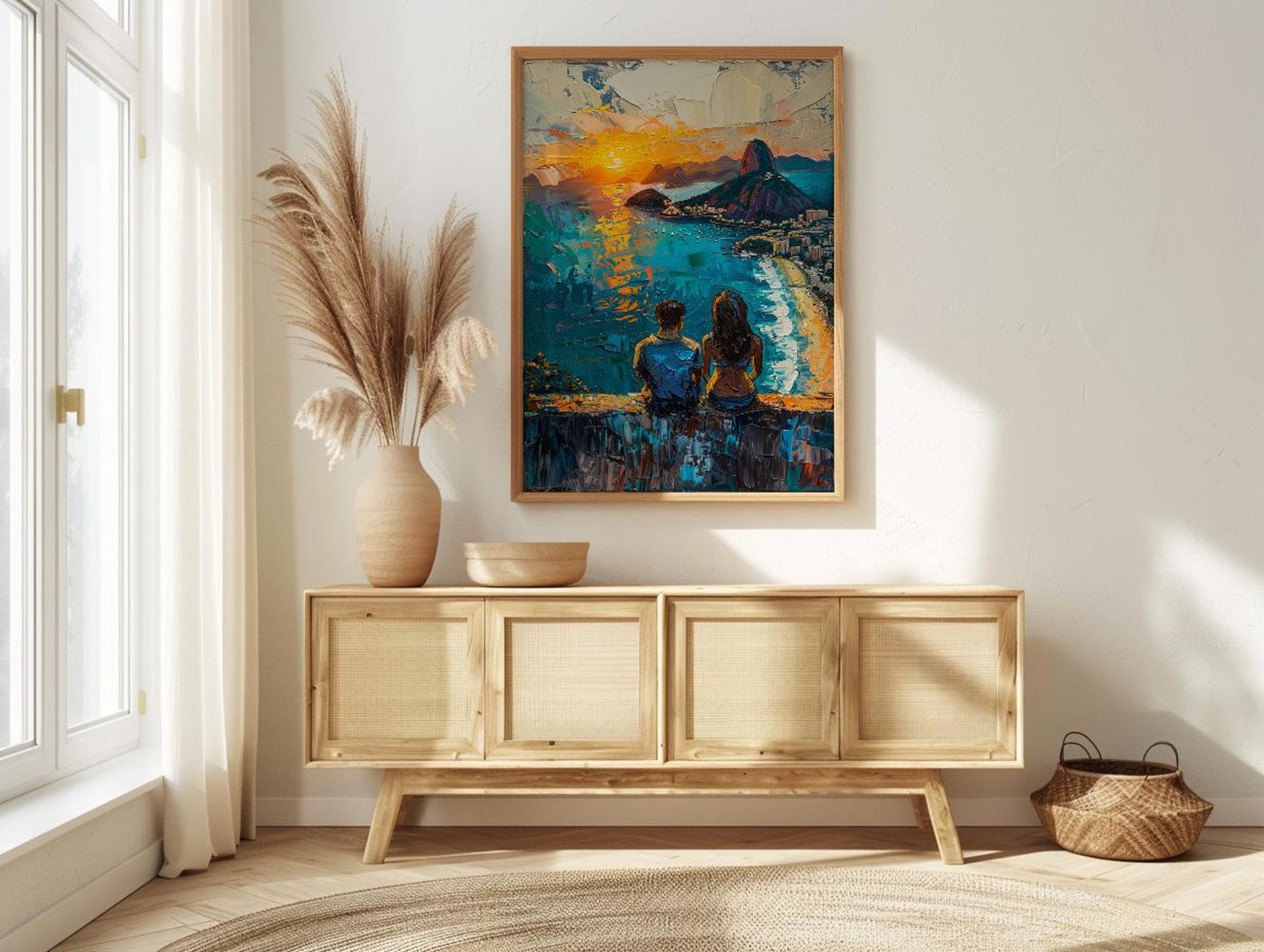 Rio de Janeiro Art, Christ Redeemer Print, Brazil Sunset, Impasto Oil Painting, Cityscape Decor, Travel Gift, Anniversary Gift — view 2