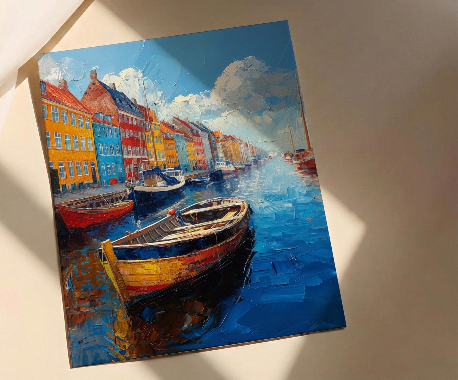 Copenhagen Nyhavn Art Print, Denmark City Decor - Colorful Townhouse — view 3
