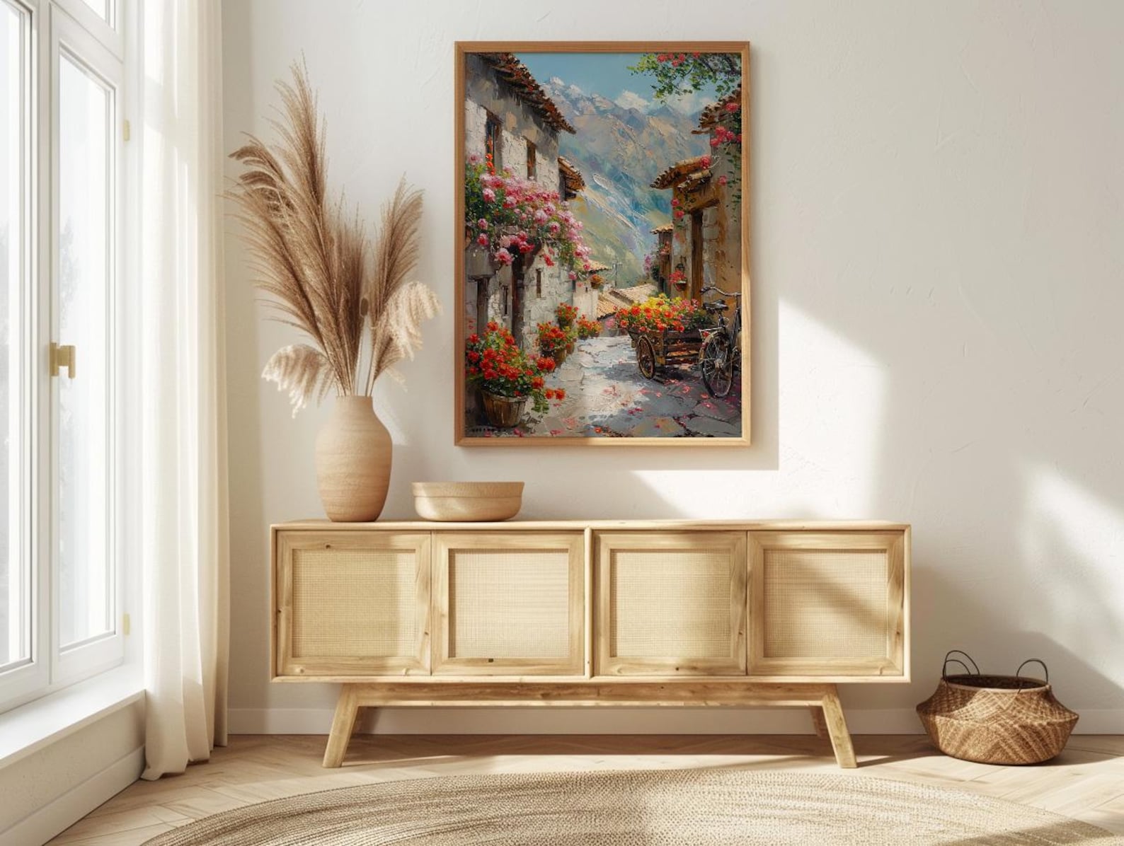 Cusco Andean Wall Art, Inca Stone Decor - Spring Floral Landscape — view 4