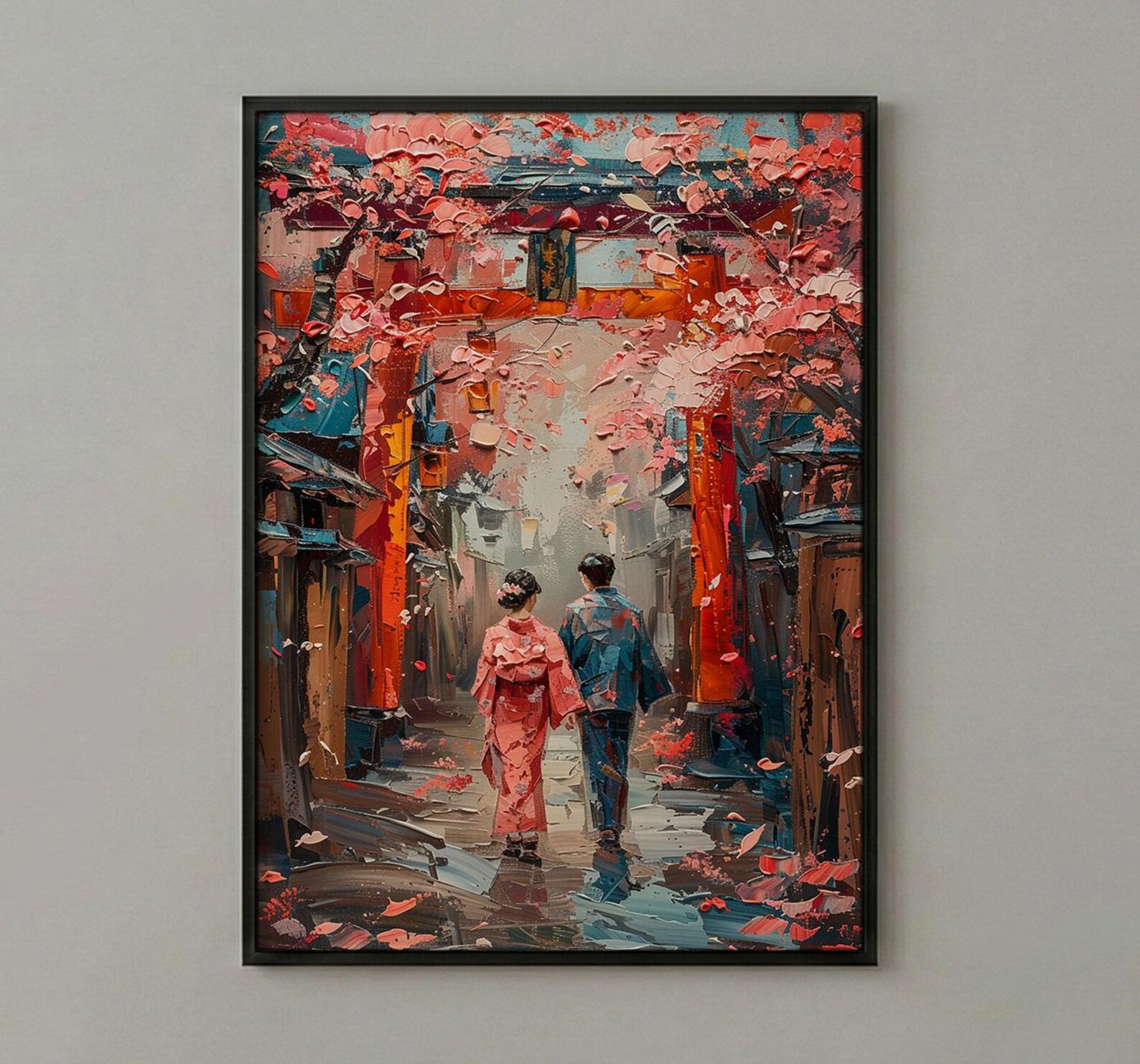 Japanese Torii Gate Poster, Cherry Blossom Art Print - Anniversary Gift — view 3