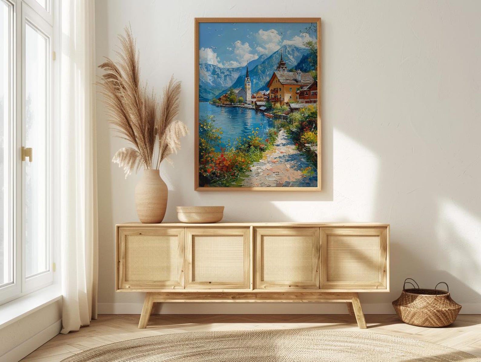 Hallstatt Village Wall Art, Austria Nature Decor - Alpine Lake Print — view 4