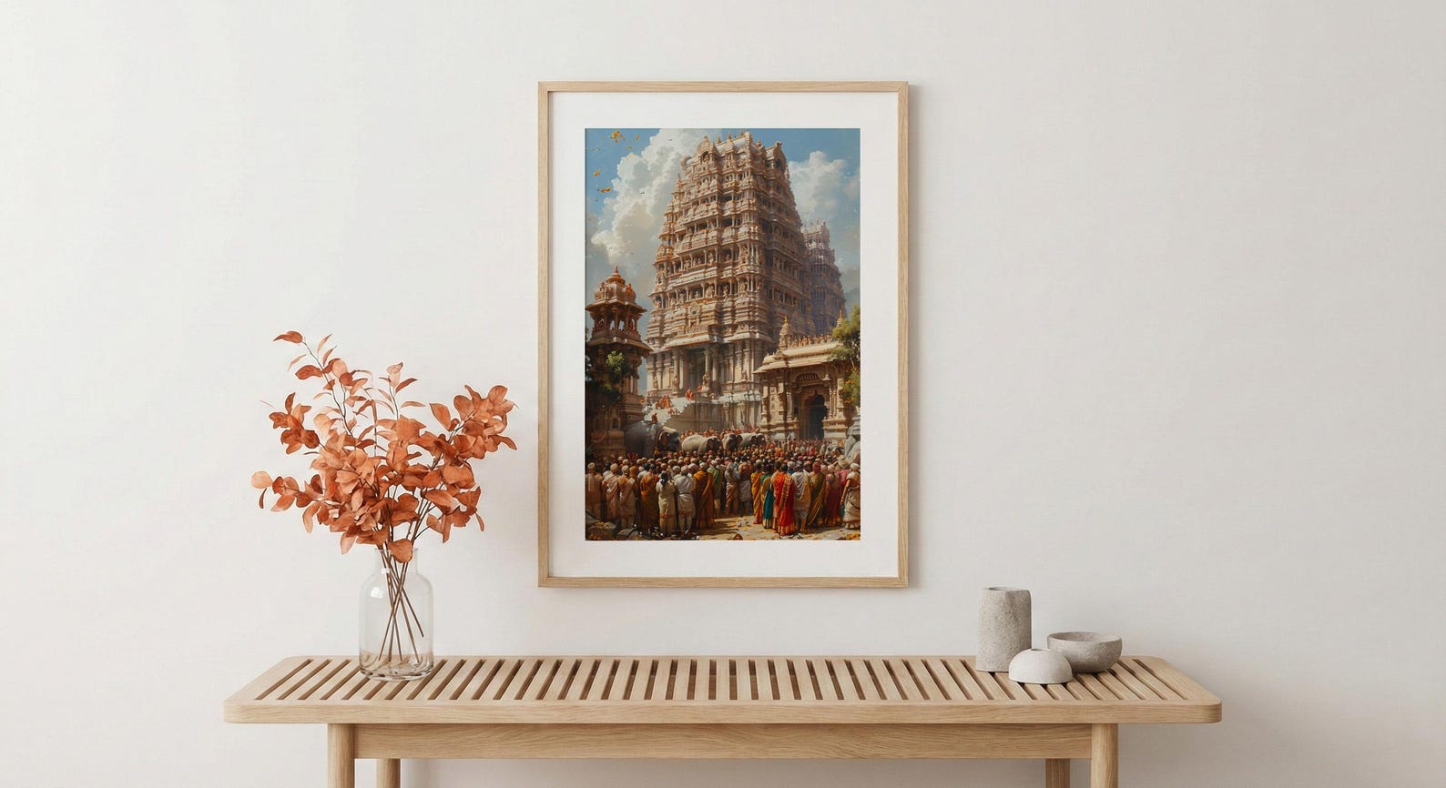 South Indian Wedding, Kerala Temple Decor - Cultural Wall Art — view 5